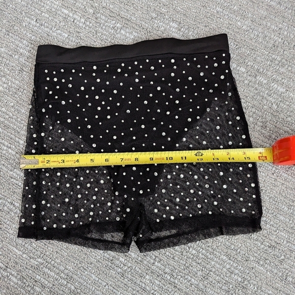 Fashion Nova Women's Sheer Black Shorts With Rhinestones And Attached Panties - Picture 7 of 10